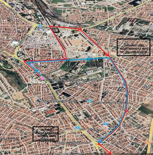 Afyonkarahisar ilçe, köy ve kasabalardan gelen otobüslerin güzergahları değişiyor